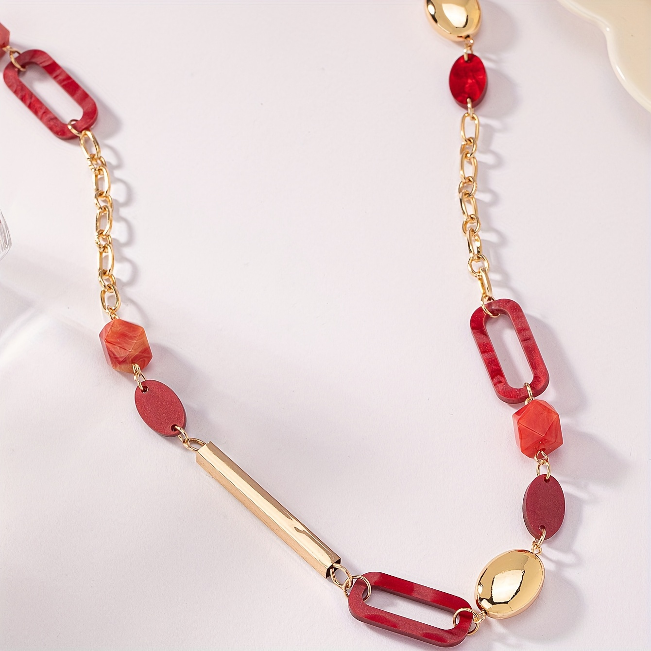 Boho Style Golden Plated Geometric Long Necklace